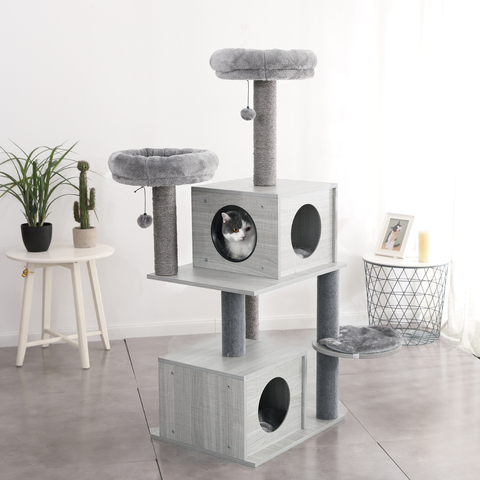 Domestic Delivery Pet Cat Tree Condo Sisal Scratching Posts for Cat Kitten Jumping Tower Toys Pet House Wood Furniture Protector ► Photo 1/6