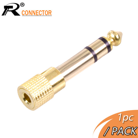 R Connector 1pc Microphone plug audio connector 6.35mm male plug to jack 3.5mm 3 pole female socket speaker adapter gold plated ► Photo 1/6