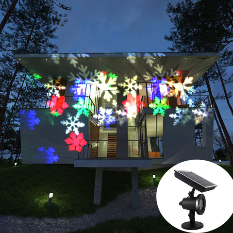 Solar Christmas Snowflake Laser disco Light IP65 Outdoor Moving Snowfall Laser Projector Lamp For New Year Party Wedding decor ► Photo 1/6