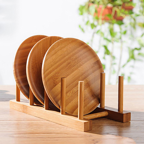 Kitchen Drainer Rack Dish Pot Lid Bamboo Rack Dishes Plate Drying Drainer Storage Shelf Pan Cover Stand Kitchen Organizer Holder ► Photo 1/6