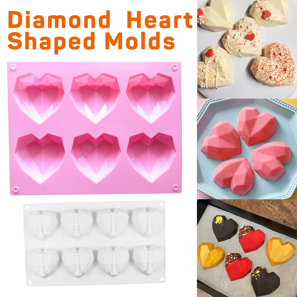 6 Cavity Silicone 3D Heart Shape Cake Mold Fondant Chocolate Baking Mould Tool