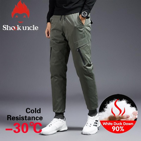 Winter Warm Men Down Pants White Duck Down Outdoor Sports Camping Pants Hiking Pants Ultralight Thicken Thermal Down Trousers ► Photo 1/6
