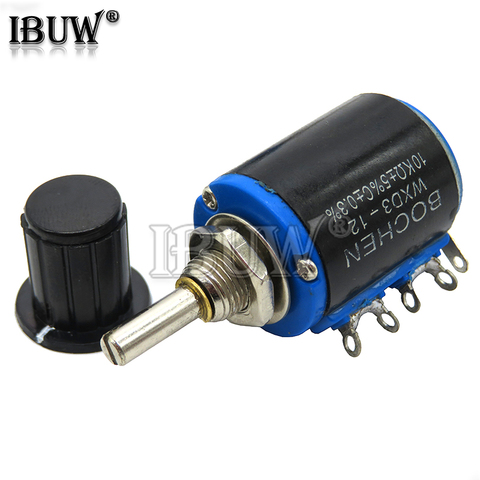 2PCS = 1PCS WXD3-12 1W 10K 4.7K 3.3K 2.2K 1K resistance ring multi circle precision wire wound potentiometer + 1PCS Black knob ► Photo 1/1