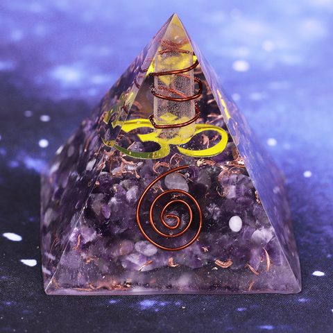 Orgonite Pyramid Amethyst Yoga Energy Ornaments Pyramid Resin Craft Meditation Healing Generator Jewelry ► Photo 1/6