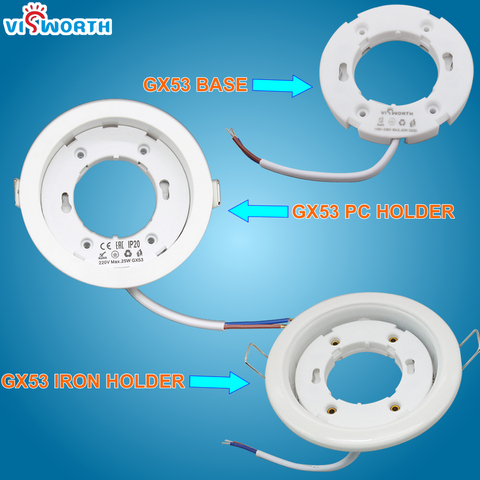 GX53 Lamp Bases Circular Pc Gx53 Holder ac 110V 240V Fireproof Cupboard Led Gx53 Holder with Wire ► Photo 1/6