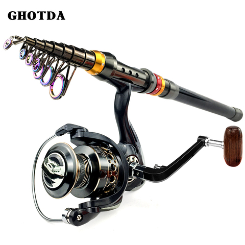 Carbon Fiber Spinning Fishing Rod and 13BB Fishing Reel Combo Telescopic Fishing Pole Spinning Reel Kit ► Photo 1/6