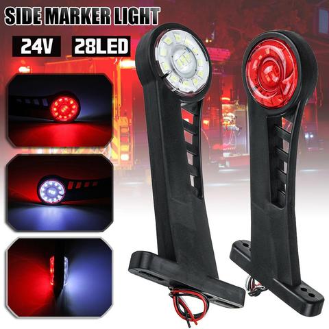 2Pcs 24V LED Side Marker Lights Car External Lights Warning Tail Light Red & White Lamp Trailer Truck Lorry Lamps Waterproof ► Photo 1/6