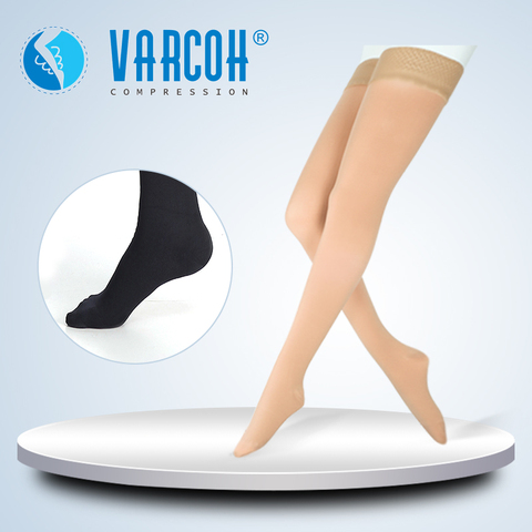 Thigh High Compression Stockings Extra Firm Support 30-40 mmHg Medical Gradient for Women & Men Varicose Veins Edema Swelling ► Photo 1/6