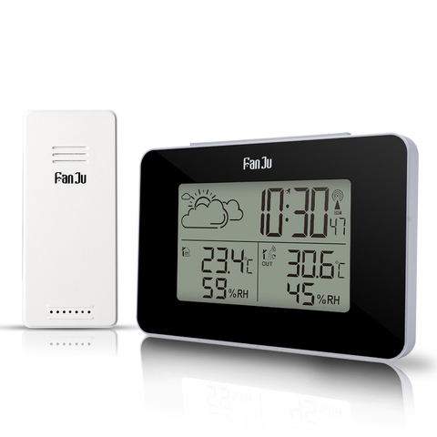 FanJu FJ3364 Weather Station Digital Clock Wireless thermometer hygrometer Sensor LED Alarm Snooze Table Clocks Tools DCF ► Photo 1/6