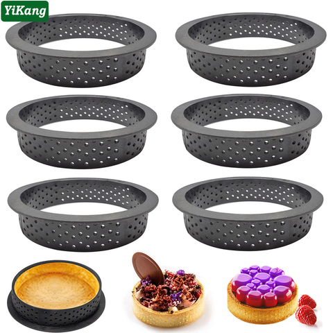 2-20pcs Mousse Fruit Cake Ring Egg Tart Molds French Dessert Mould  Non Stick Heat-Resistant Bakeware Perforated Baking Tools ► Photo 1/6