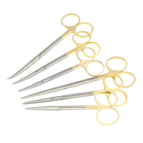 Ophthalmic stainless steel gold handle surgical scissors cosmetic plastic surgery instrument double eyelid tool 12.5/14.16cm ► Photo 1/6