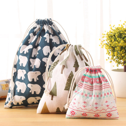 Women Reusable Shopping Bag Unisex Foldable Cotton Fabric Grocery Bags Drawstring Storage Bag Travel Package Gift Bag for Girls ► Photo 1/6