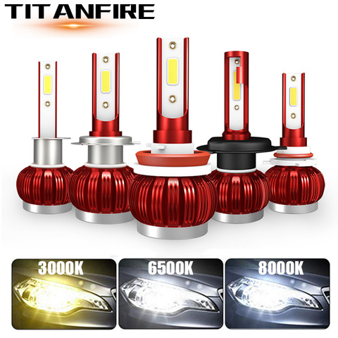 TF30 2Pcs 3000K 6000K 8000K COB 6000LM H1 H3 H8 H9 H11 9005 9006 H4 H7 Led car headlights bulbs  9003 Hi/Low 9004 H13 Auto LED ► Photo 1/6