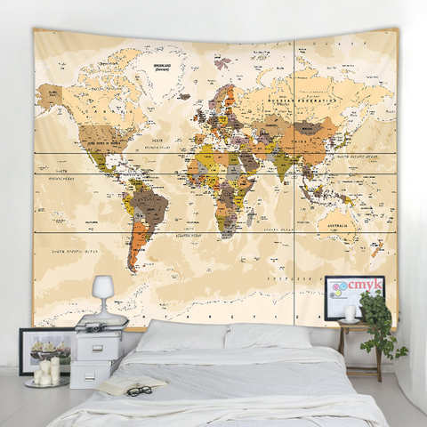 Retro World Map Wall Hanging Tapestry Sleeping Pad Wall Tapestry Art Round Towel Beach Blanket Decor ► Photo 1/6