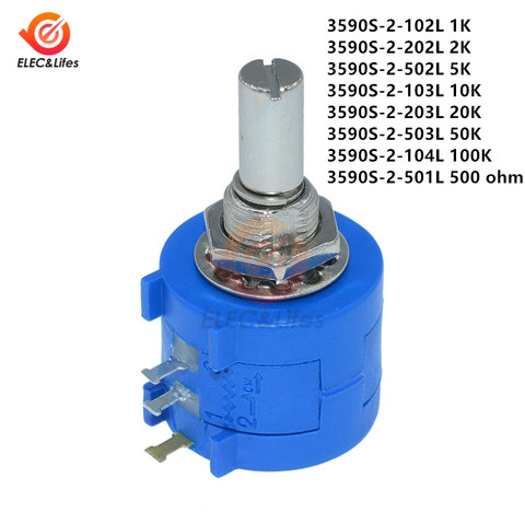 Aideepen 3590S-2-103L 3590S Potentiometer 1K 2K 5K 10K 20K 50K 100K ohm Adjustable Resistor Precision Multiturn Potentiometer ► Photo 1/6