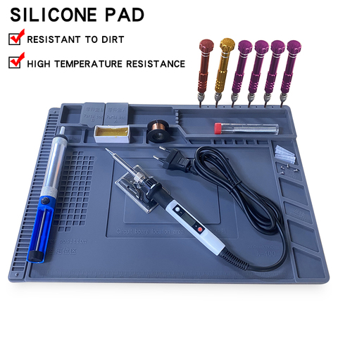 S-160 Silicone Pad Desk Platform 45x30cm for Soldering Station Iron Phone PC Computer Repair Mat Magnetic Heat Insulation ► Photo 1/6