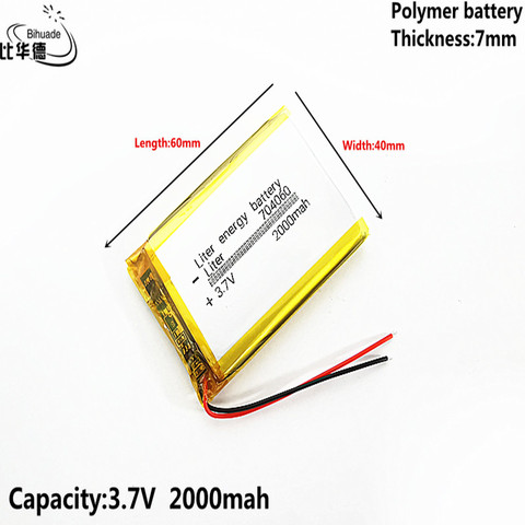 3.7V,2000mAH 704060 Polymer lithium ion / Li-ion battery for tablet pc BANK,GPS,mp3,mp4 ► Photo 1/1