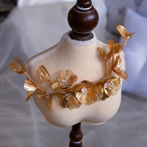 Baroque Headband Tiara Gold Flower Floral Hairband Headwear Women Girl Headpiece Party Bridal Hair Accessories Wedding Jewelry ► Photo 1/5