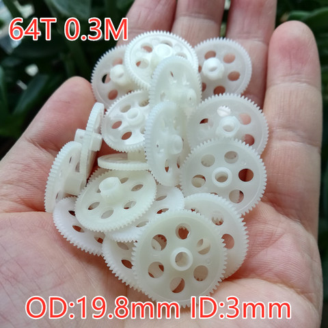 4PCS 0.3M 64T OD 19.8mm 1.4mm 2CM 3mm Gear 64T Teeth Main Gears R/C Quadcopter Drone Helicopter DIY  Model Toys Spare Parts ► Photo 1/4