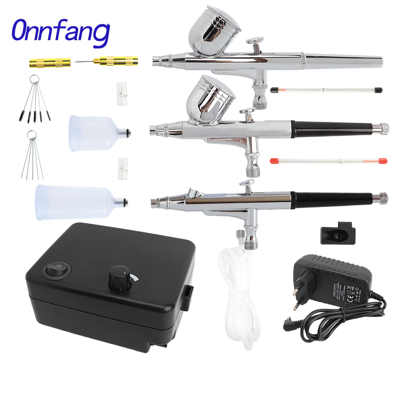 Dual Action Airbrush Air Compressor Kit With 0.3mm Nozzle US&EU