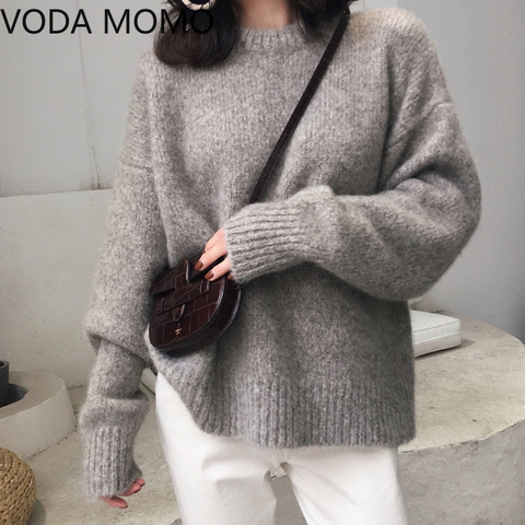 Loose Knitted Sweater Women Jumpers Long Sleeve Woman Pullovers Sweaters Casual 2022 Autumn Winter Color khaki gray weater ► Photo 1/5