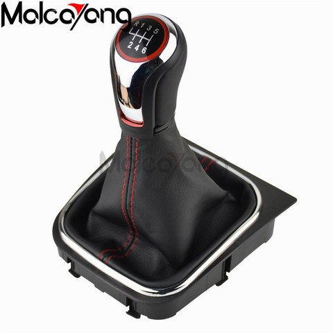 5 6 Speed Car Gear Shift Knob Lever Pen handle ball boot cover Gaitor For V-W Volkswagen Golf 5/6 MK5/6 Scirocco(2009) Octavia ► Photo 1/6