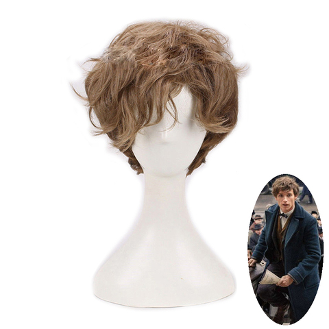 Fantastic Beasts And Where To Find Them Newt Scamander Short Brown Ombre Curly Cosplay Wigs Halloween Prop Hair Role Play ► Photo 1/4