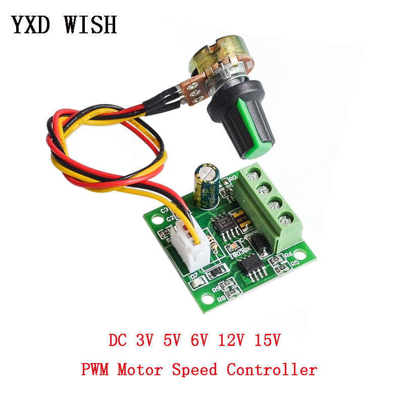 DC Motor 1.8V 3V 5V 6V 12V PWM Speed Controller 2A Potentiometer Knob Switch 