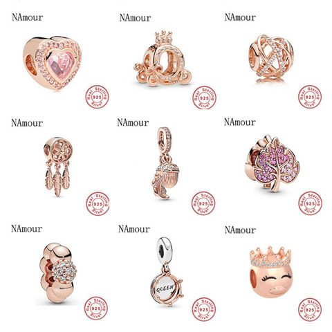 2022 new  rose gold Dreamcatcher  diy bead fit Original Pandora charms silver 925 Bracelet jewelry for women man making F274 ► Photo 1/5