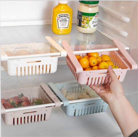 Retractable Kitchen Fridge Organizer Slide Under Shelf Drawer Box Rack Holder Space Saving Refrigerator Drawer ► Photo 1/6