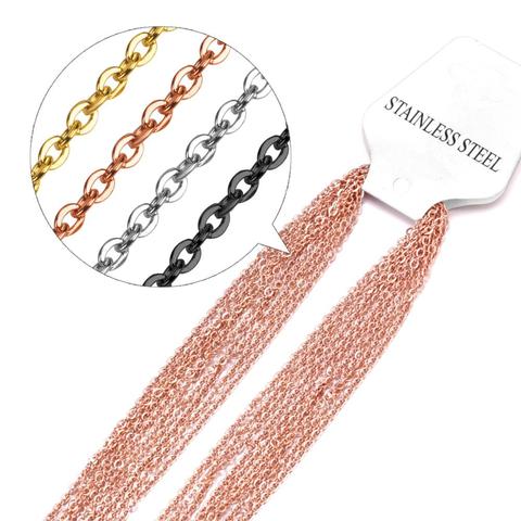 LUXUKISSKIDS 10pcs/lot 1/2mm Cuban Link Chain Rose Gold Steel Stainless Steel Chains Necklaces For Men Women Jewelry Findings ► Photo 1/5