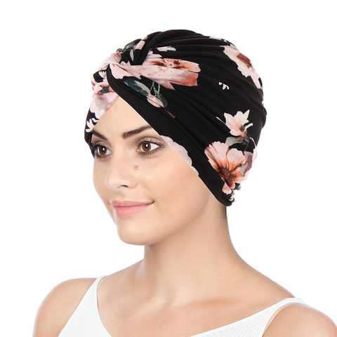 Women Muslim Cotton Turban Folding Cross Knotted Hair Ribbon Scarf Elastic Head Wrap Headwear Bandanas Lady Hair Hats Beanie ► Photo 1/6