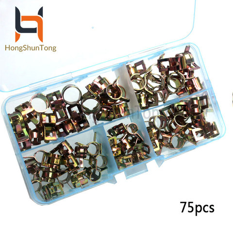 75Pcs/set 6-10mm Vacuum Spring Fuel Oil Water CPU Hose Clip Pipe Tube for Band Clamp Metal Fastener Assortment Kit Hose clamp ► Photo 1/6