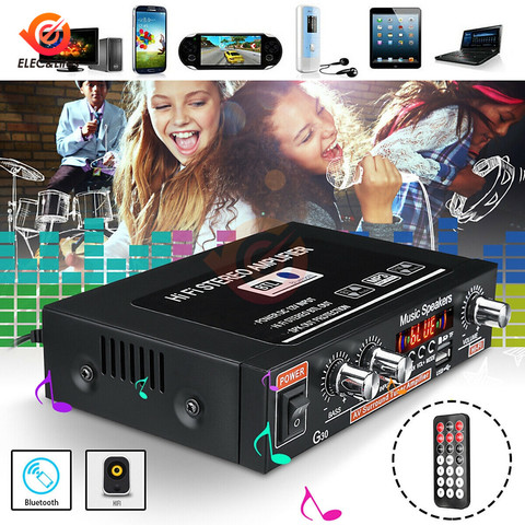 G30 800W 110V-220V Digital Car Power Amplifier Smart Bluetooth HIFI Stereo Subwoofer Music Player Support FM TF AUX 2 Channel ► Photo 1/6