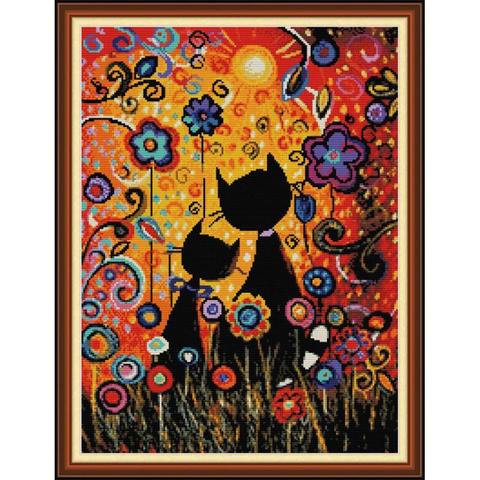 Colorful Gouache Cat Counted Cross Stitch Kit 14ct 11ct Canvas Printing Embroidery Set DIY Needlework Home Decoration Painting ► Photo 1/6