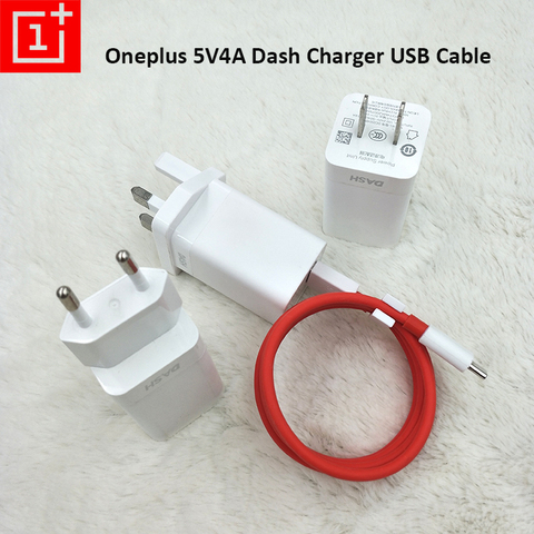 Oneplus Dash Charger 5V 4A Fast Charging Adapter EU US UK Plug 100cm USB 3.1 Type C Cable For One plus 1+ 7T/7Pro/6T 6 5/5T/3/3T ► Photo 1/6