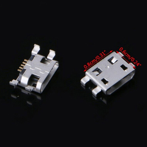 10pcs 5 Pins Mini USB Jack Connectors Micro USB Type B Female Connector Charging Socket Four Feet Plug Connectors 0.8*0.6mm ► Photo 1/6