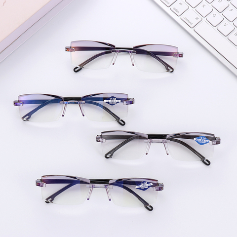 1 PC Diamond-cut Reading Glasses Blue Light Blocking Eyewear Progressive Multifocal Ultralight Rimless Eyeglasses for Men Women ► Photo 1/6