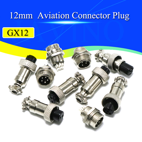 1set GX12 2/3/4/5/6/7 Pin Male + Female 12mm  Circular Aviation Socket Plug Wire Panel Connector with Plastic Cap Lid ► Photo 1/6