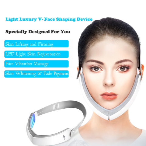 V Face Lifting Instrument Massager V Line Shaping Double Chin Removal Skin Tightening Belt LED Red Blue Light Facial Care Device ► Photo 1/1