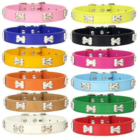 Pet Dog Collar Bone Leather Durable Pet Supplies Accessories Neck Strap Collar for Dog Puppy Pug Collars for Small Large Dogs ► Photo 1/6