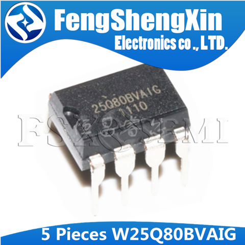 5pcs W25Q80BVAIG DIP8 GD25Q80PCP GD25Q80 W25Q80 25Q80 DIP-8 25Q80BVAIG DIP 8Mbit 1M FLASH ► Photo 1/1