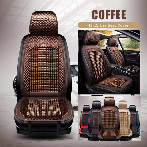 Summer Cooling Auto Front Seat Cushion Protector Universal Beads Leather + Bamboo Car Seat Covers Breathable ► Photo 1/6