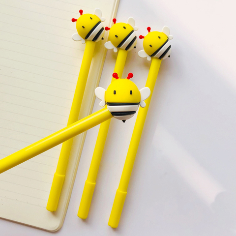 2X Cute Yellow Bee Silicone Doll Gel Pen Student Stationery School Office Supply Blue Ink ► Photo 1/5