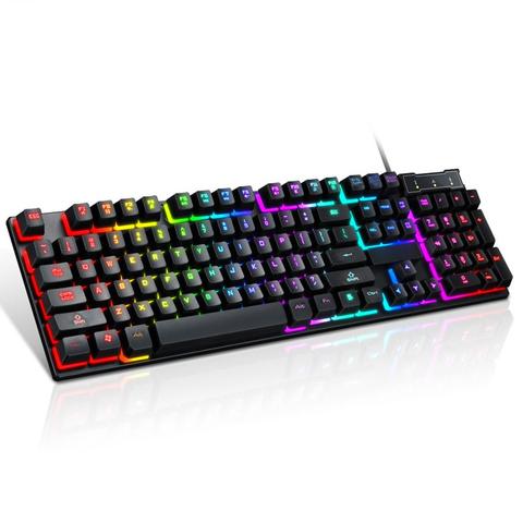 USB Wired Gaming Keyboard 104 Keys Mechanical Feeling Gamer Keyboard for Computer Laptop ► Photo 1/6