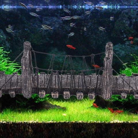 1pcs Imitation Bridge Decor for Aquarium Ornaments Fish Tank Landscape Wood Color Bridges ► Photo 1/6
