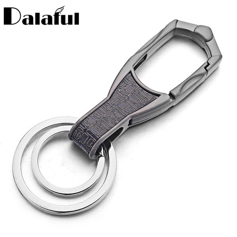 Dalaful High-Grade Keychain Keyrings Business Alloy Metal Key Chain Ring Holder Simple Chic Gift For Men Women For Car K374 ► Photo 1/6