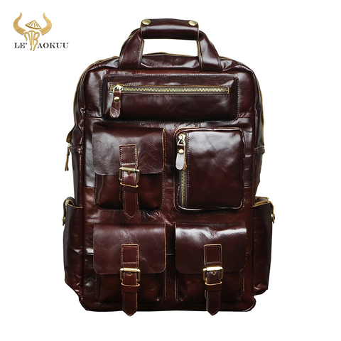 Design Male Leather Casual Fashion Heavy Duty Travel School University College Laptop Bag Backpack Knapsack Daypack Men 1170-c ► Photo 1/6