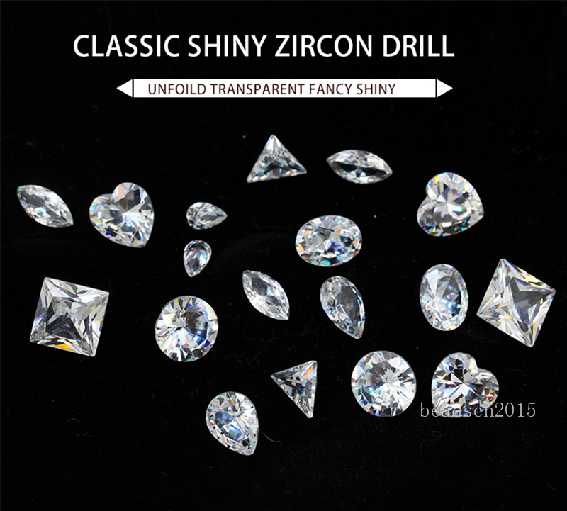 white Cubic Zirconia cz cut Gems crystal rhinestones Nail art size jewelry craft 