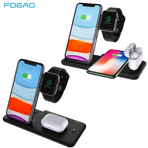 QI 15W Fast Charge 4 In 1 Wireless Charger For iPhone 11 XS XR X 8 Qi Charging Dock Stand for Apple Watch 5 4 3 2 1 Airpods Pro ► Photo 1/6